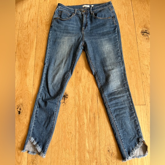 a love a Hi Waisted Raw Hem Straight Jeans 29 8 - Picture 1 of 12